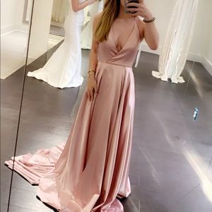 Sherri Hill Satin Pink Dress with Pockets!